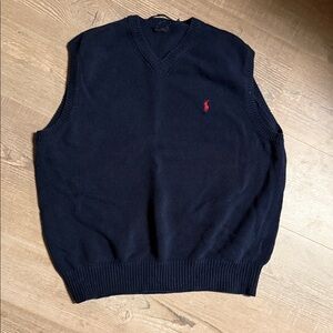 Polo Ralph Lauren V-Neck Sweater Vest - Navy Cotton Linen